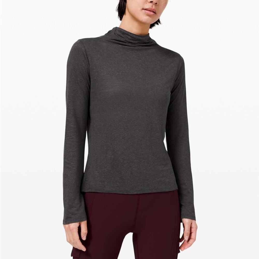 Lululemon Day to Light Long Sleeve Top Graphite Grey Modal Lightweight Stretch 6